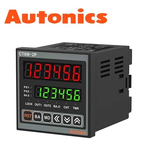 Autonics CT6M-2P4 ,72x72mm 110v..220vac Kontak-2A 6-Hane Sayıcı/Zaman