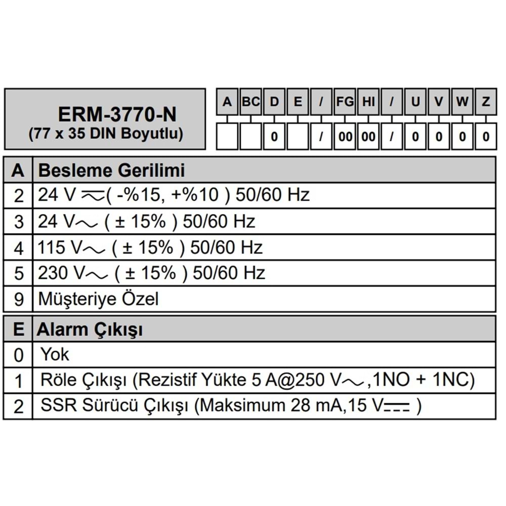 Emko ERM-3770-N.80001/0000/0000 ,77x35mm 24vdc Kontak-1A1K Takometre
