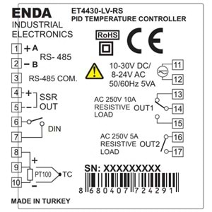 Enda ET4430-LV-RS ,48x48 24vac/dc Isı Kontrol