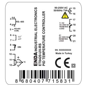 Enda ET8420-UV ,48x96mm 110v..220vac RÖLE/SSR Isı Kontrol