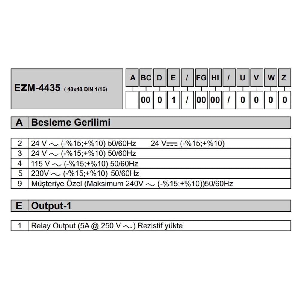 Emko EZM-4435.50001/0000/0000 ,48x48mm 220vac Zaman Röle