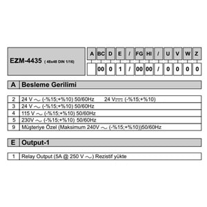 Emko EZM-4435.50001/0000/0000 ,48x48mm 220vac Zaman Röle