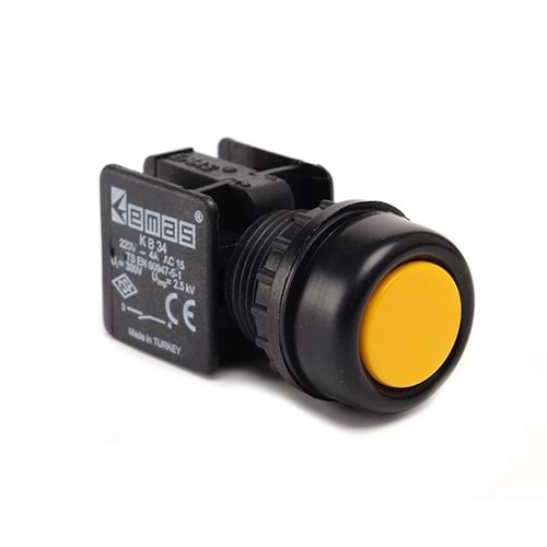 Emas KB34RS ,Kontak-1A Etanj Sarı Yaylı M22 Buton