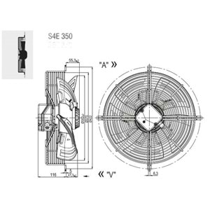 EbmPapst S4E350-AN02-50 ,35cm 220vac 1950-Cfm 2-Kablo Fan