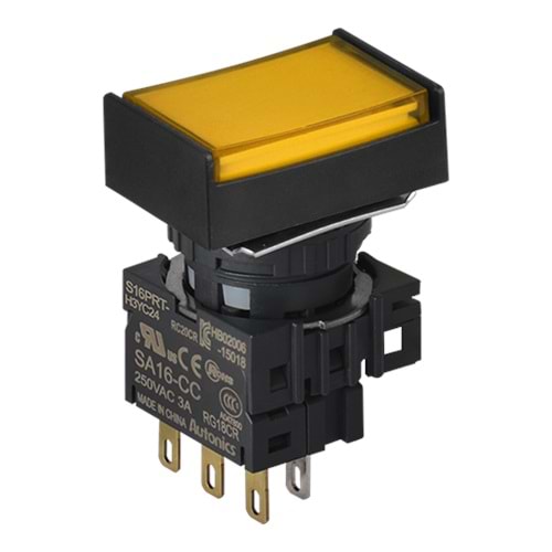 Autonics S16PRT-H3YC24 ,Kontak-1A1K Sarı-24v Yaylı M16 Buton