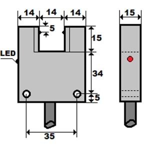 Mefa İF16-Y16-PK ,Çatal/16mm PNP-NC 3-Kablo Çatal Optik İplik Sensör