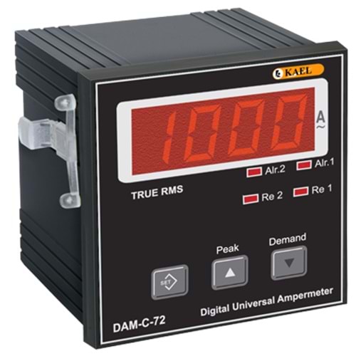 Kael DAM-C-72 ,72x72mm 220vac Kontak-1A1K 1-Faz/X5 Ampermetre