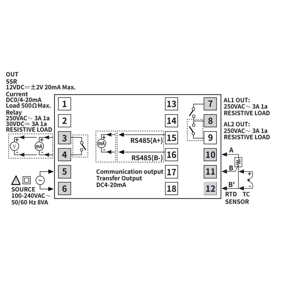 Autonics TX4S-14C ,48x48mm 110v..220vac PT100/TC 4..20mA/SSR Isı Kontrol