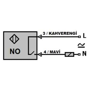 Mefa MM-S12L-YA ,M12/20mm 24v..220vac/dc AC/DC-NO 2-Kablo Manyetik Sensör