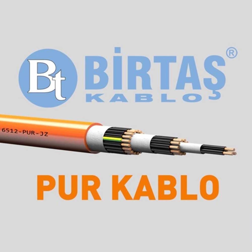 Birtaş EF6512-PUR-5x0.50 ,Kesit 0.50mm² 5-Damar/Çok Telli Ağırşart Hareketli PUR Kablo