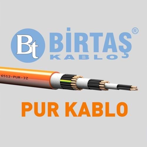 Birtaş EF6512-PUR-7x1 ,Kesit 1mm² 7-Damar/Çok Telli Ağırşart Hareketli PUR Kablo