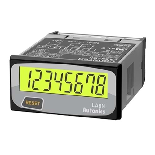 Autonics LA8N-BN-L ,48x24mm Kontak Giriş Aydınlatmalı 8-Hane Pilli Sayıcı