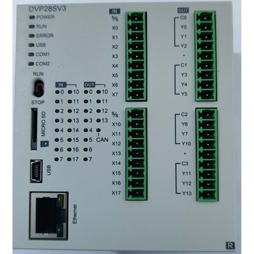 Delta DVP28SV311R ,16D/12R Ethernet CanOpen Plc Cpu Modül