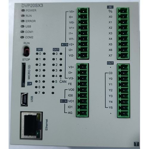 Delta DVP20SX311T ,8D4A/12R Ethernet CanOpen Plc Cpu Modül