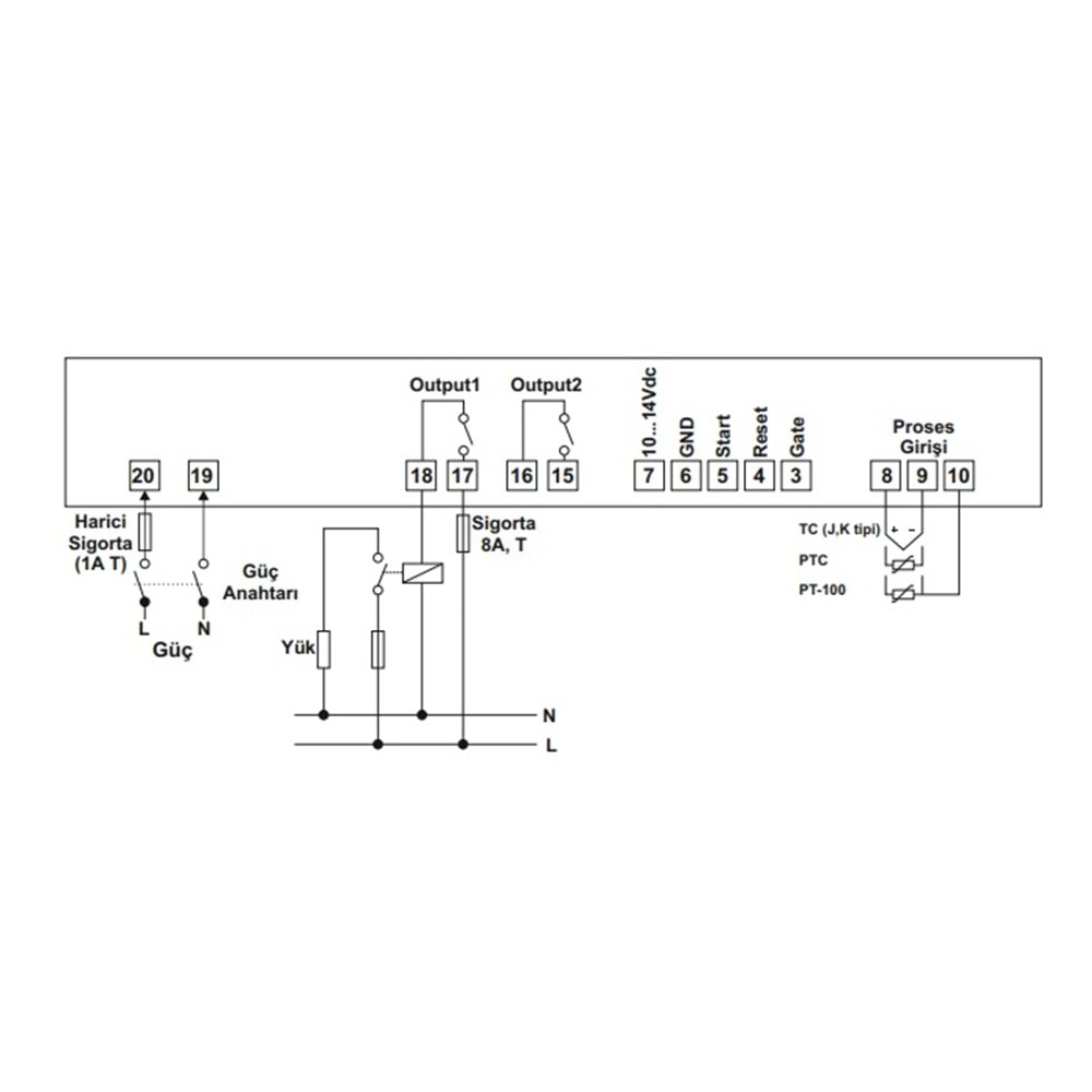 Emks TCT7-2100.1411 ,72x72mm 220vac Kontak-2A PTC Zaman/Isı Kontrol