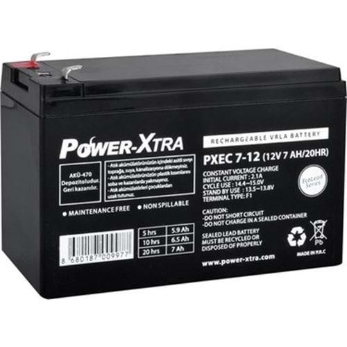 Power-Xtra PXEC7-12 ,12v/7ah Kuru Akü