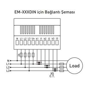 Tense EM-250DIN ,Ray/Dın 3-Faz 250a Multimetre