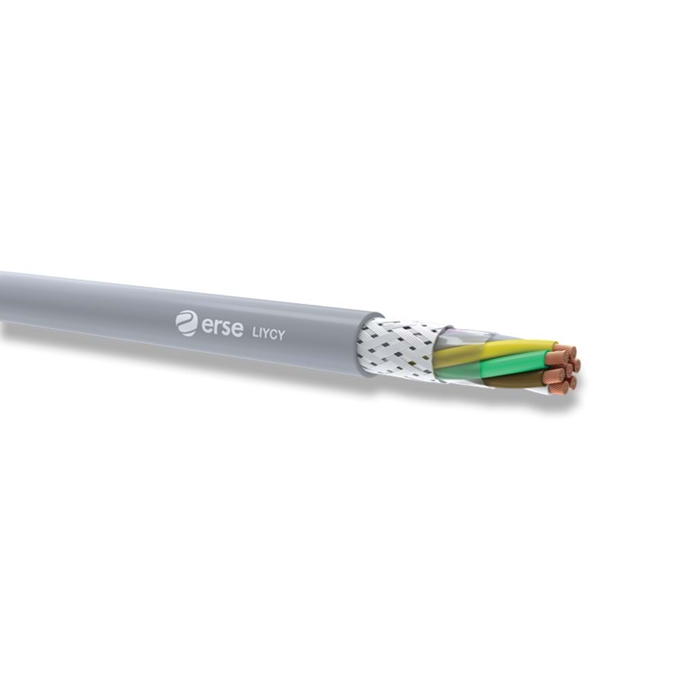 Erse LIYCY-16x0.22 ,Kesit 0.22mm² 16-Damar/Çok Telli Blendajlı Pvc Kumanda Kablo