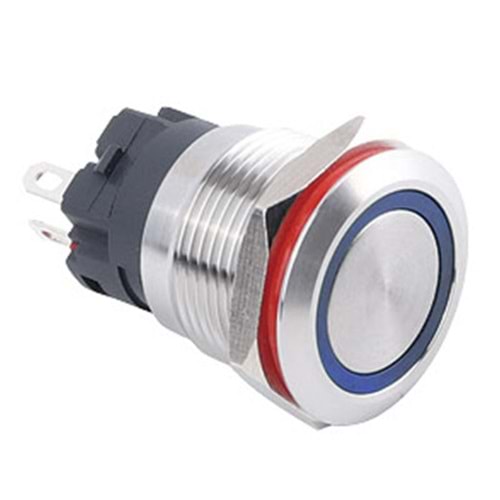 Çin 19H-P1-E-MV ,Kontak-1A Mavi-24v Yaylı M19 Metal Buton