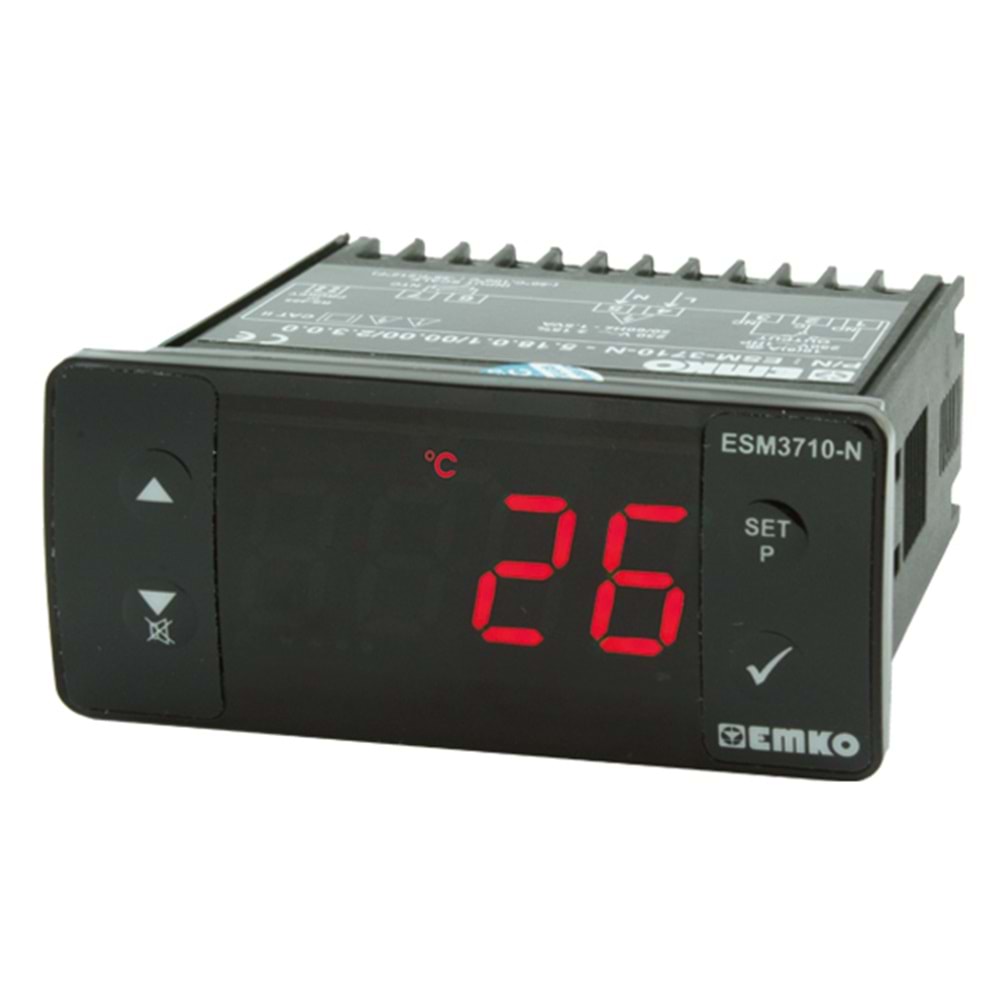 Emko ESM-3710-N.20501/0000/2000 ,77x35mm 24vacdc Kontak-1A1K TC-J Isı Kontrol