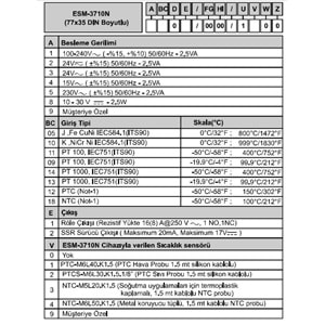 Emko ESM-3710-N.20501/0000/2000 ,77x35mm 24vacdc Kontak-1A1K TC-J Isı Kontrol