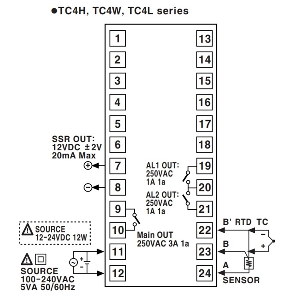 Autonics TC4H-24R ,48x96mm 110v..220vac PT100/TC Röle/Ssr Isı Kontrol