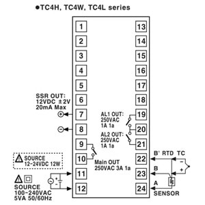 Autonics TC4W-24R ,96x48mm 110v..220vac PT100/TC Röle/Ssr Isı Kontrol